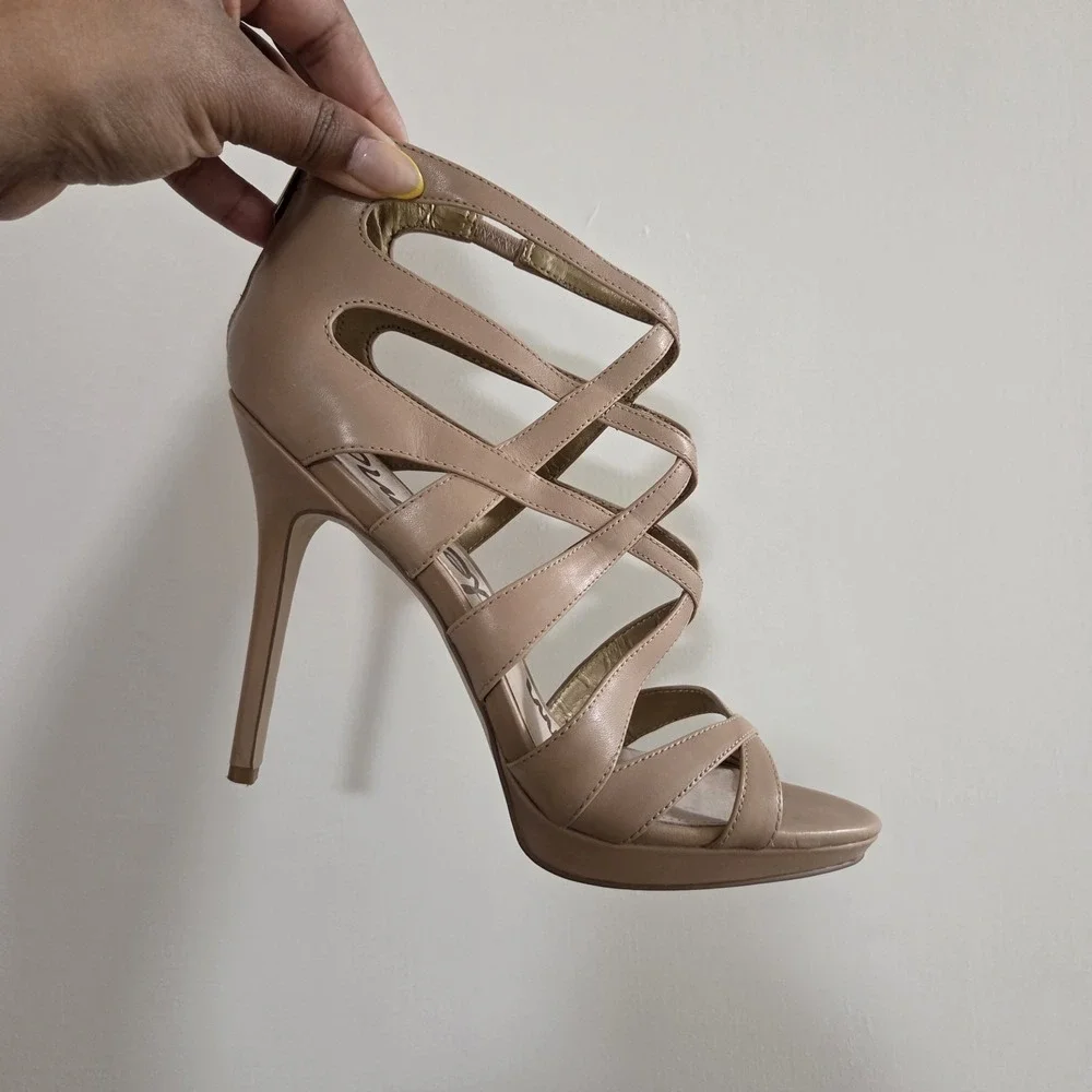 Sam Edelman Erin Caged Strappy‎ Leather High Heel 4.5